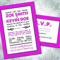 Wedding Invitation - Color Block - Text Block - Party Invitation & RSVP - Custom
