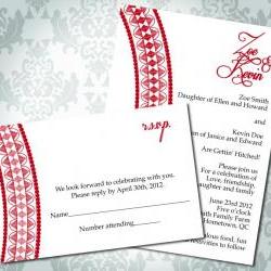 Wedding Invitation - Henna Inspired - Party Invitation and RSVP - Custom
