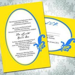 Wedding Invitation - Flourish Circle Embelishment - Party Inviation and RSVP - Custom