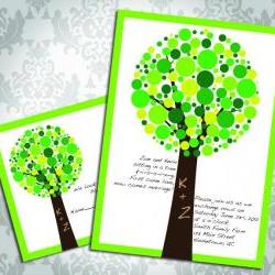 Wedding Invitation - Bubble Tree - Party Invitation and RSVP - Custom