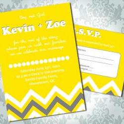 Wedding Invitation - Zig Zag Chevron - Party Invitation and RSVP