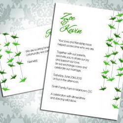 Wedding Invitation - Paper Crane - Party Invitation and RSVP - Custom